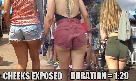 Cheeks exposed in short shorts
